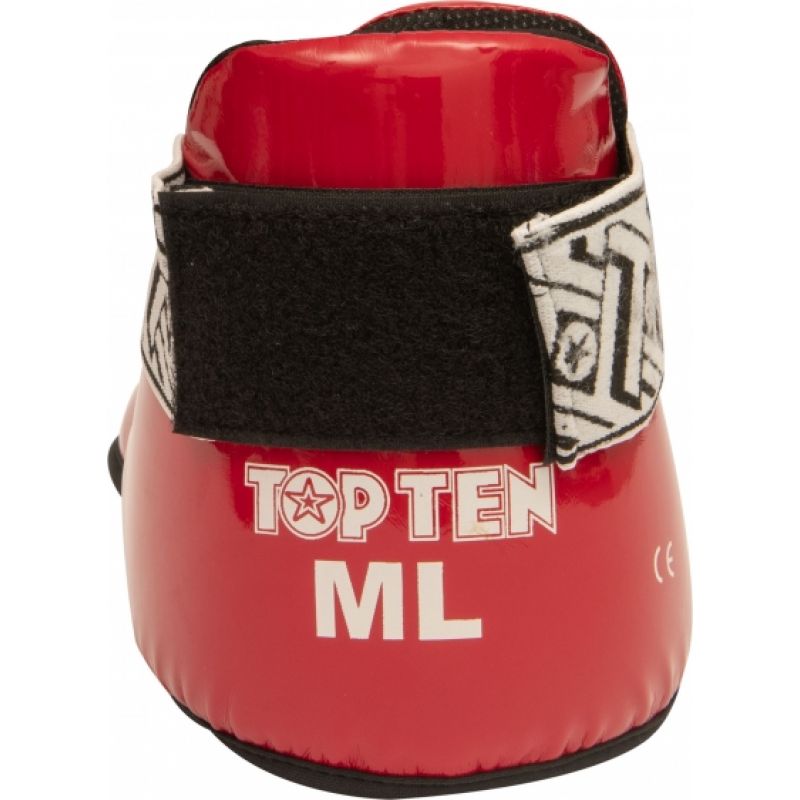 TOP TEN OSTT-PU "SUPERLIGHT PRISM" Foot Protectors (WAKO APPROVED) czerwony+m protectors and knee pads