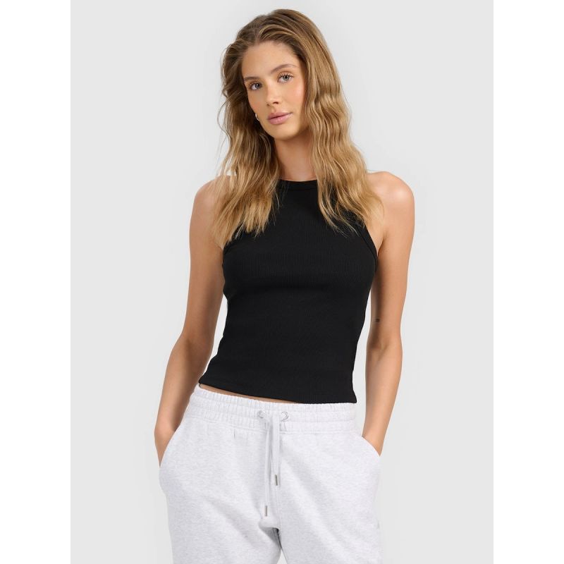 Women's slim ribbed knit top 4F
