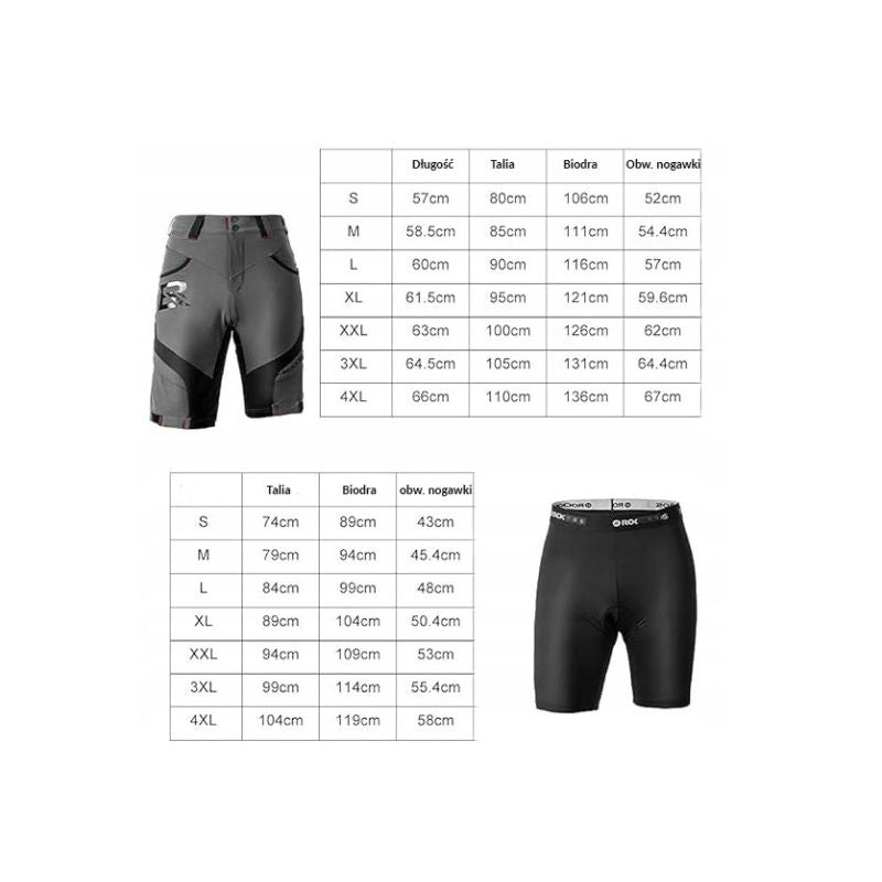 Rockbros Men's 2-in-1 Cycling 4XL fekete short