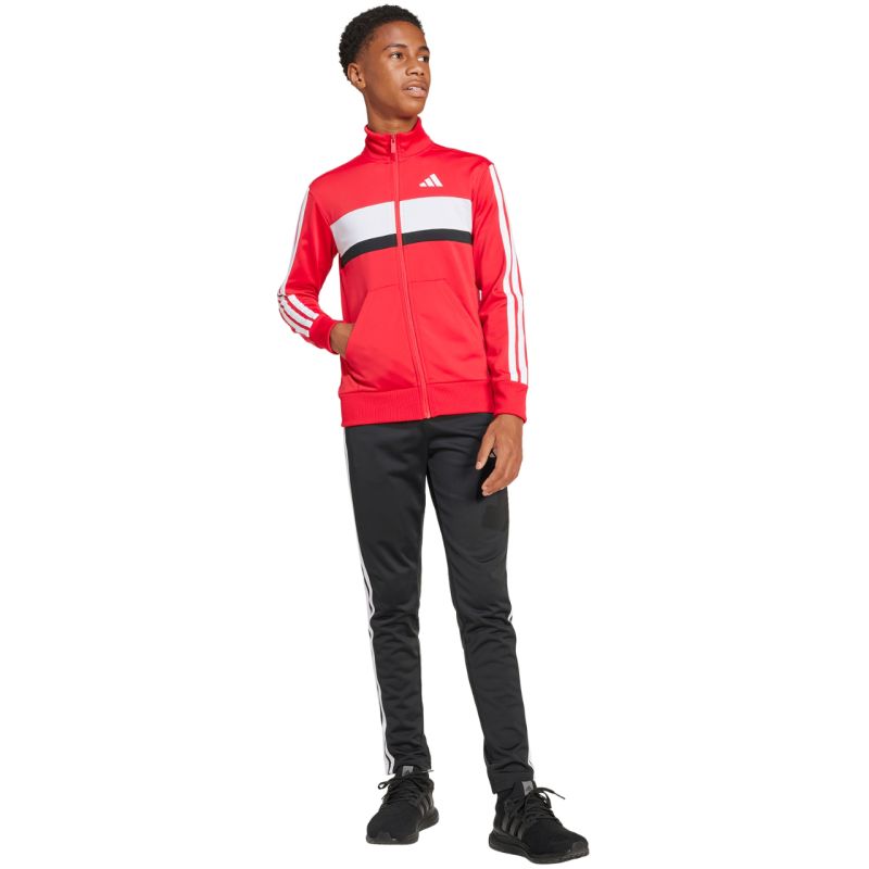 adidas Seasonal Essentials Tiberio 3-Stripes Tricot Kids Tracksuit Red and Black JI6214 Ruházat