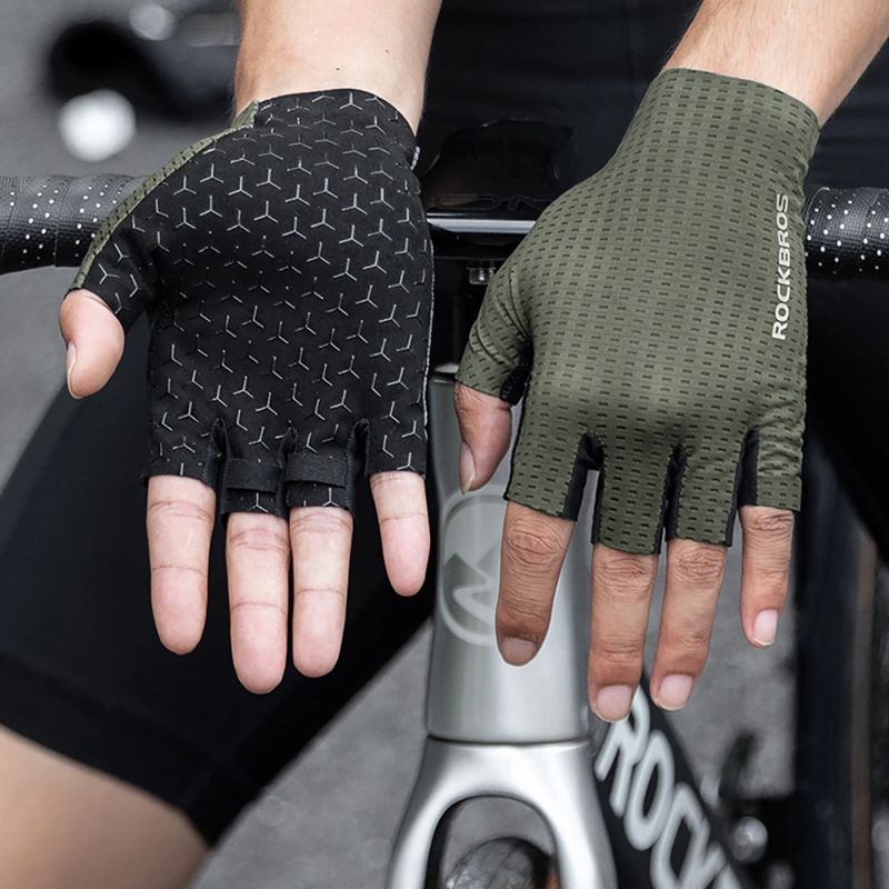 Rockbros Breathable Short Finger Cycling Gloves Size: M - Grey szary \ m kesztyű