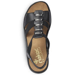 Black leather Roman sandals Rieker W fekete utcai cipő