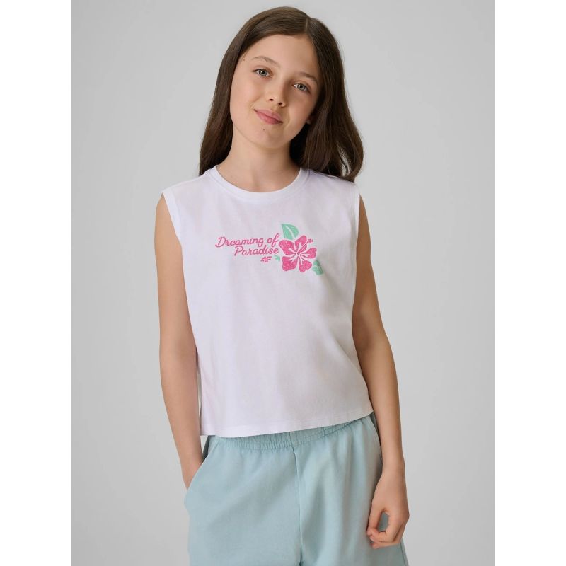 4F Girls' sleeveless T-shirt with print póló