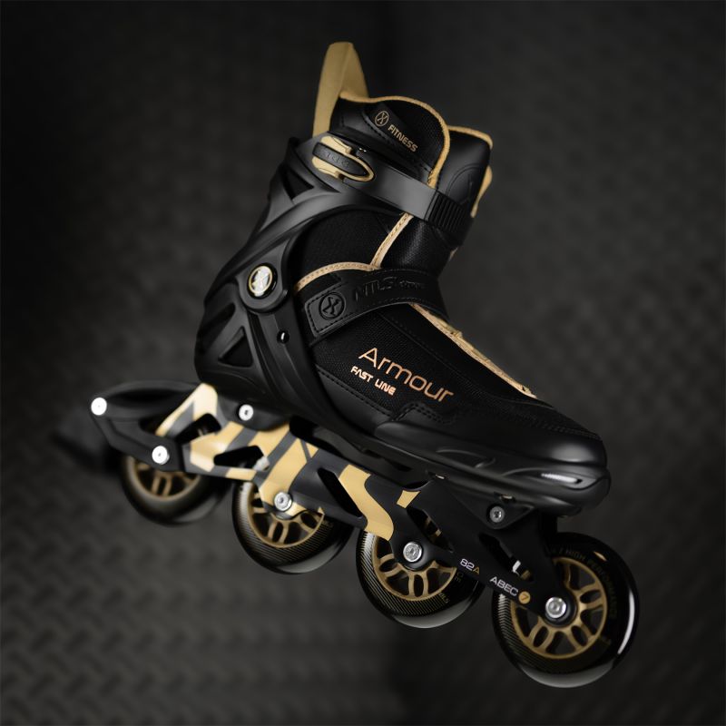Nils Extreme ARMOUR black and gold roller skates size 41 arany görkorcsolya