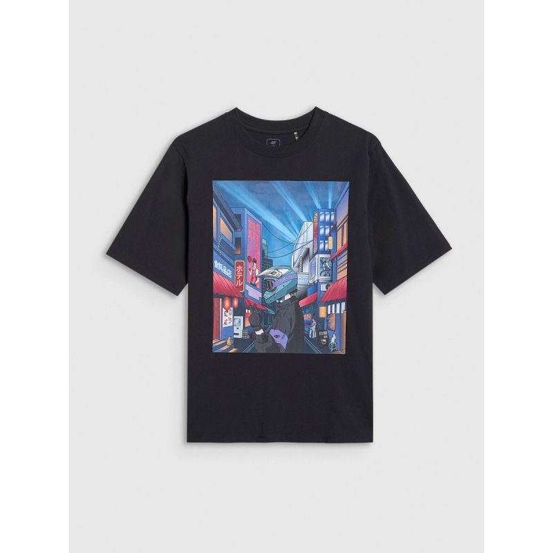 Boy's oversize T-shirt with print 4F 4FJRAW25TTSHM3061-20S