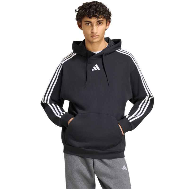 Adidas Men's Essentials 3-Stripes French Terry Hoodie Black fekete kapucnis pulóver KY6605