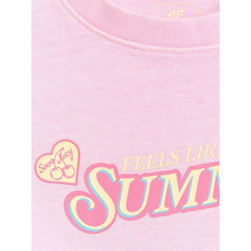 4F Girls' boxy T-shirt with print 158/164 póló 4FJRAW26TTSHF4324-056S