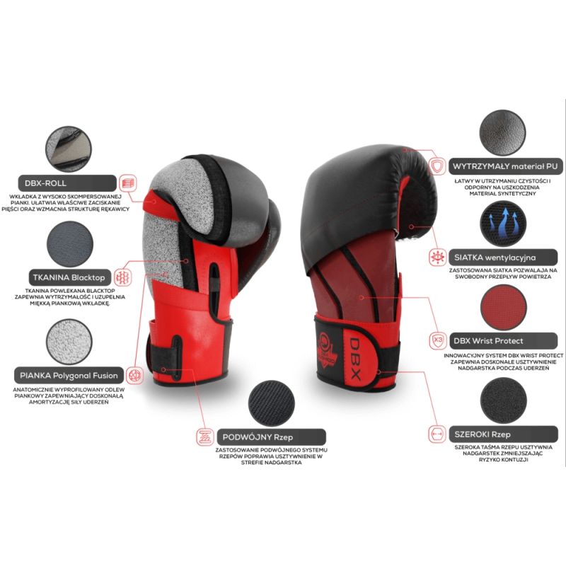 DBX Bushido 10oz Boxing Gloves - Hammer Red - Valor Series piros kesztyű