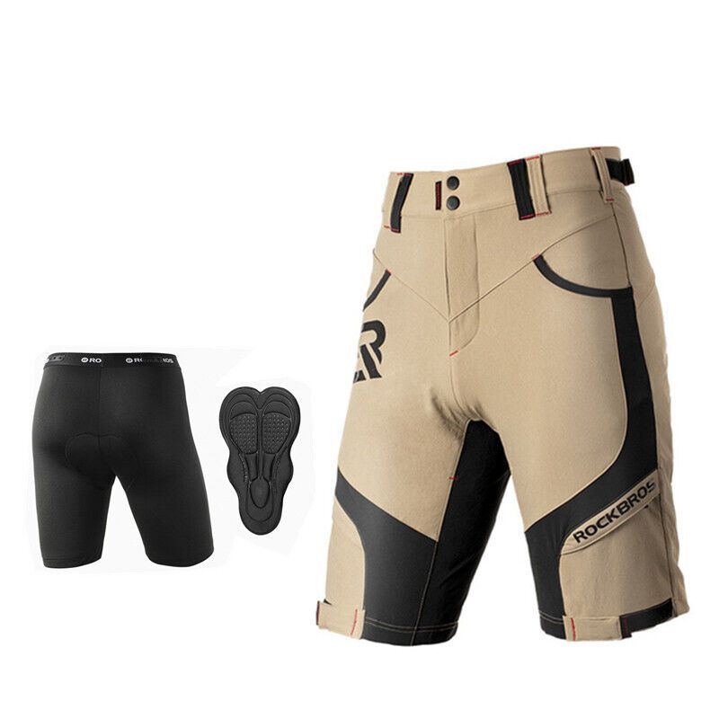 Rockbros Men's 2-in-1 Cycling 3XL bézs short