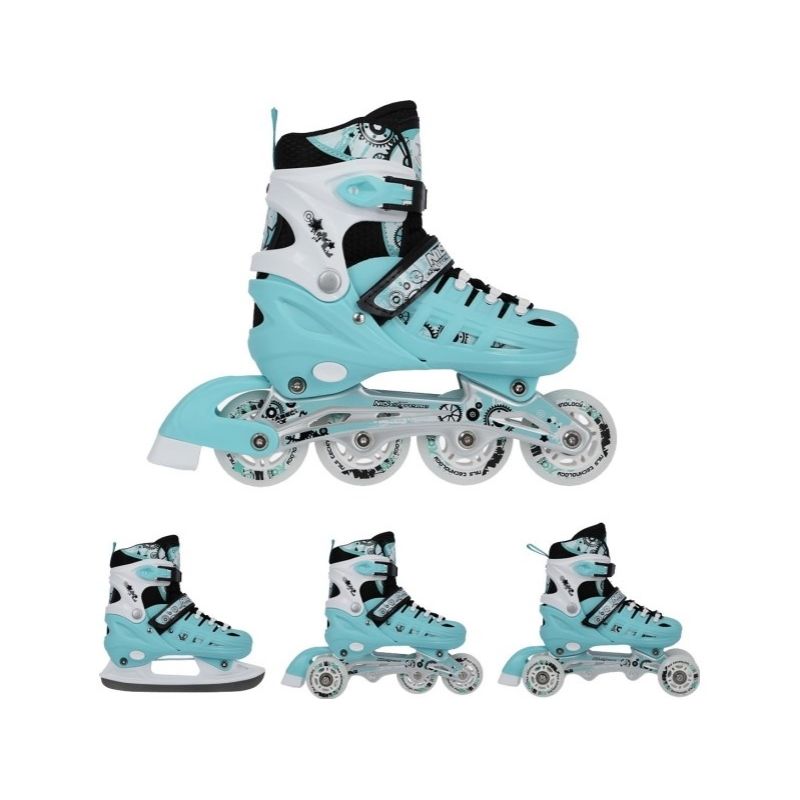 NH10905 4in1 SIZE L(39-42) ROLLER SKATES WITH DIMENSIONAL HOCKEY BLADE NILS EXTREME menta nyakmelegítő