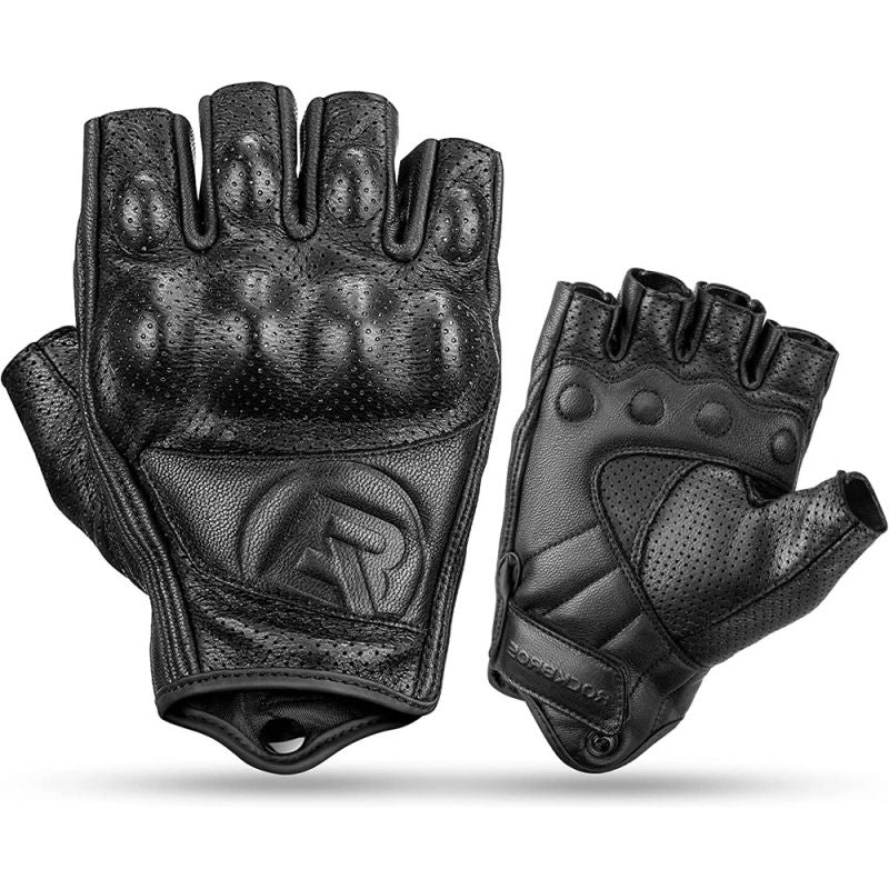 Rockbros 16220006002 leather motorcycle gloves - black fekete kesztyű