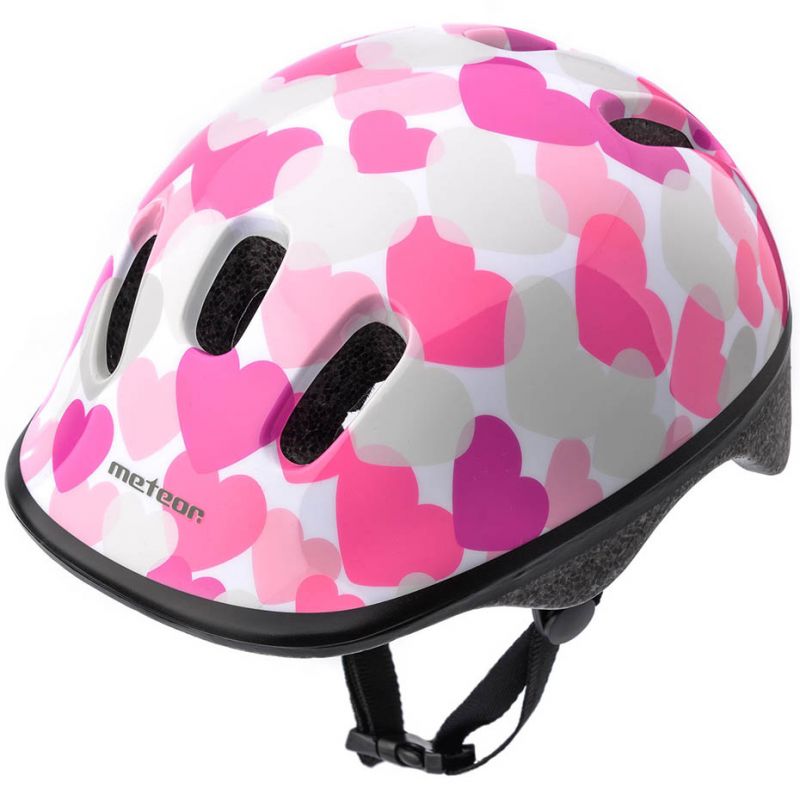 Meteor KS06 Hearts pink bike helmet size S 48-52cm Jr rózsaszín helmets