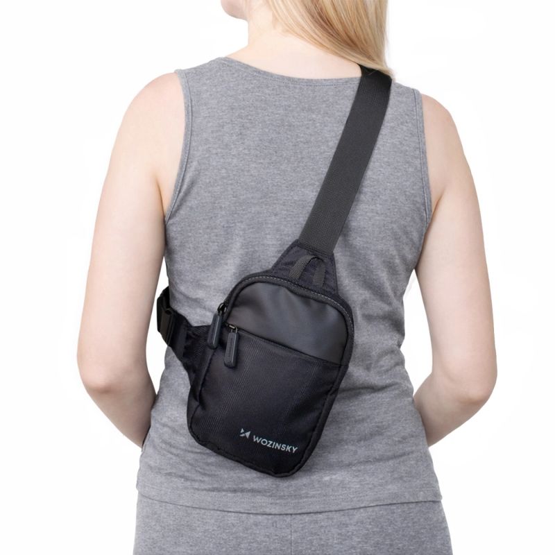 Wozinsky WMS-W1 Unisex Mini Shoulder Bag Waterproof Dual-Compartment for Phone - Black fekete elektronika 304004-201372