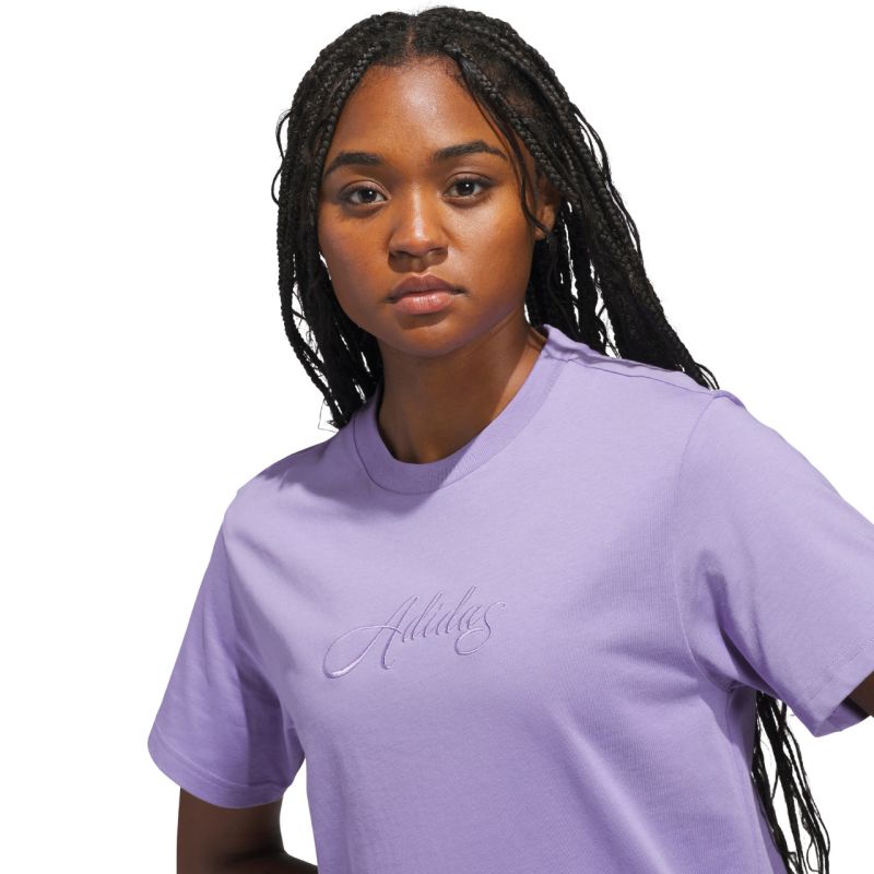 Adidas Cursive Women's T-Shirt Light Purple 2xs póló
