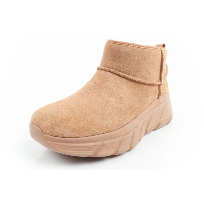 Skechers women's winter boots, insulated leather ankle boots, brown Cipő