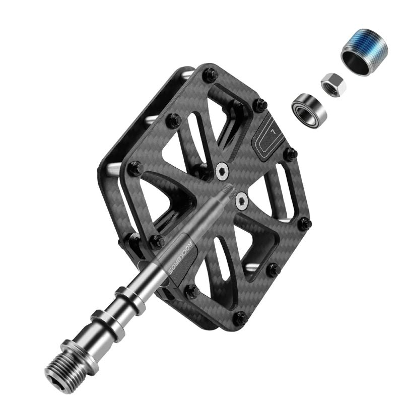 Rockbros C525 Carbon Fiber Platform Bike Pedals - Black