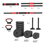 HMS 6-in-1 weight set (barbell, dumbbells and kettlebell) 40kg edzőfelszerelés 17-57-070