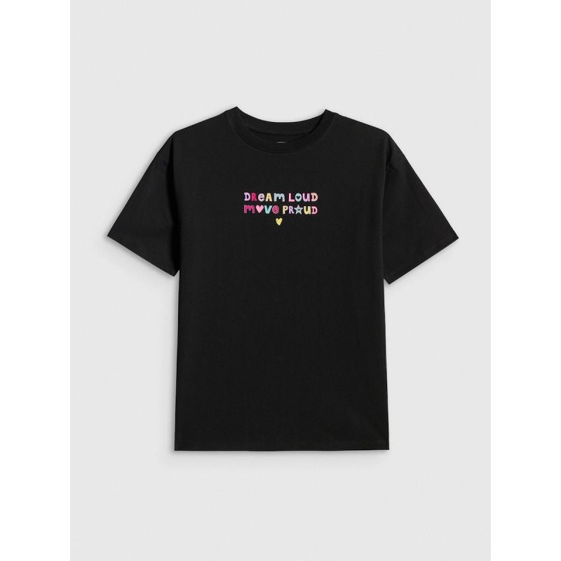 4F Girls' loose T-shirt with print 158/164 póló