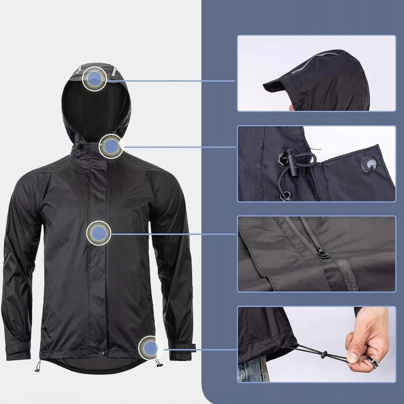 Rockbros rain breathable windproof - black fekete dzseki