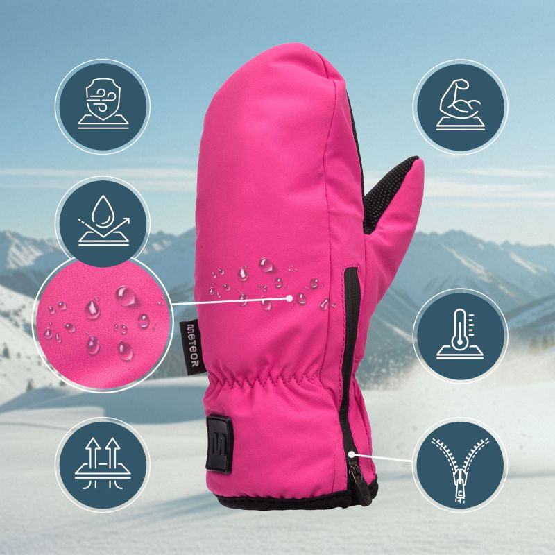 Meteor Winter Gloves Juna S pink/black rózsaszín kesztyű 17720