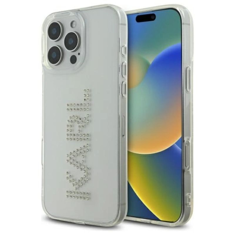 Karl Lagerfeld KLHCP16XHKLSTDCT iPhone 16 Pro Max 6.9" Clear Hard Case IML Rhinestones Logo cases