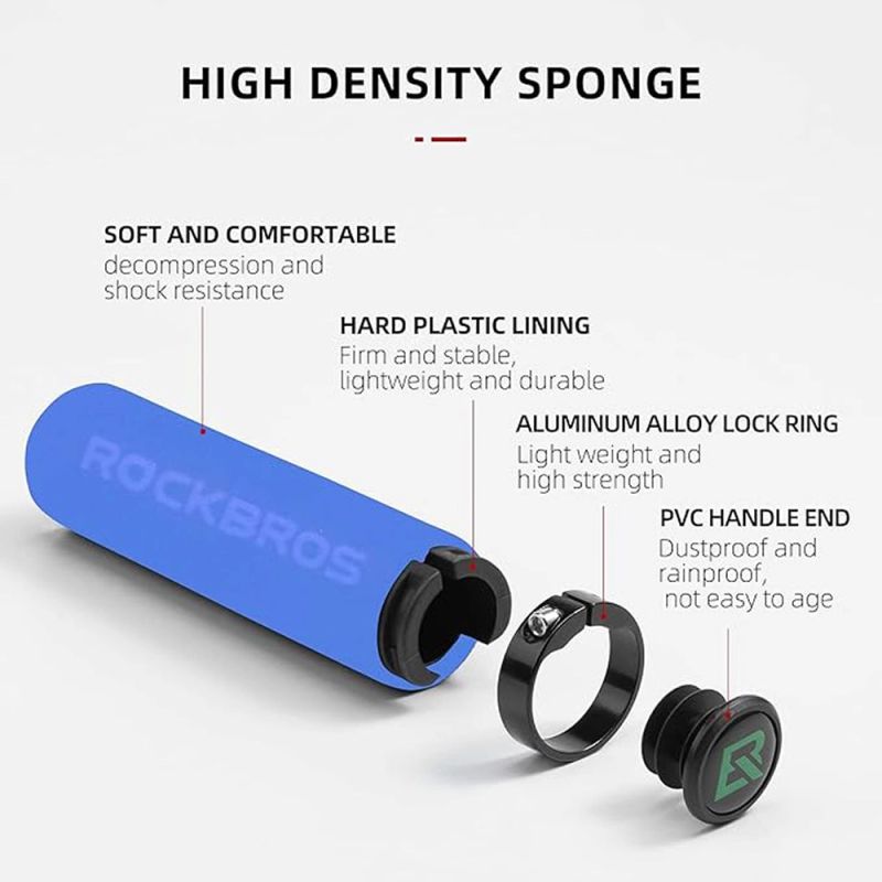 Rockbros sponge bicycle handlebar grips - blue and black