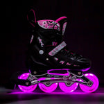 NH10905 4in1 PINK LED SIZE S(31-34) ROLLER SKATES WITH DIMENSIONAL HOCKEY BLADE NILS EXTREME rózsaszín sípcsontvédő