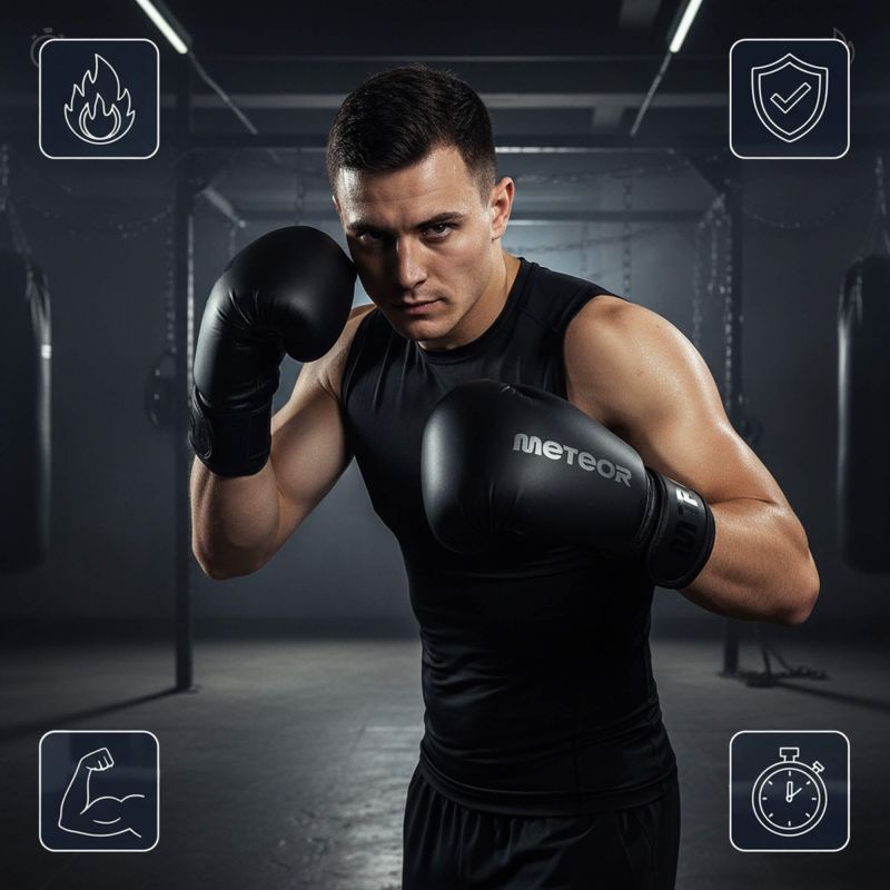 Meteor 12 oz Training Boxing Gloves, Velcro, PU uniw kesztyű