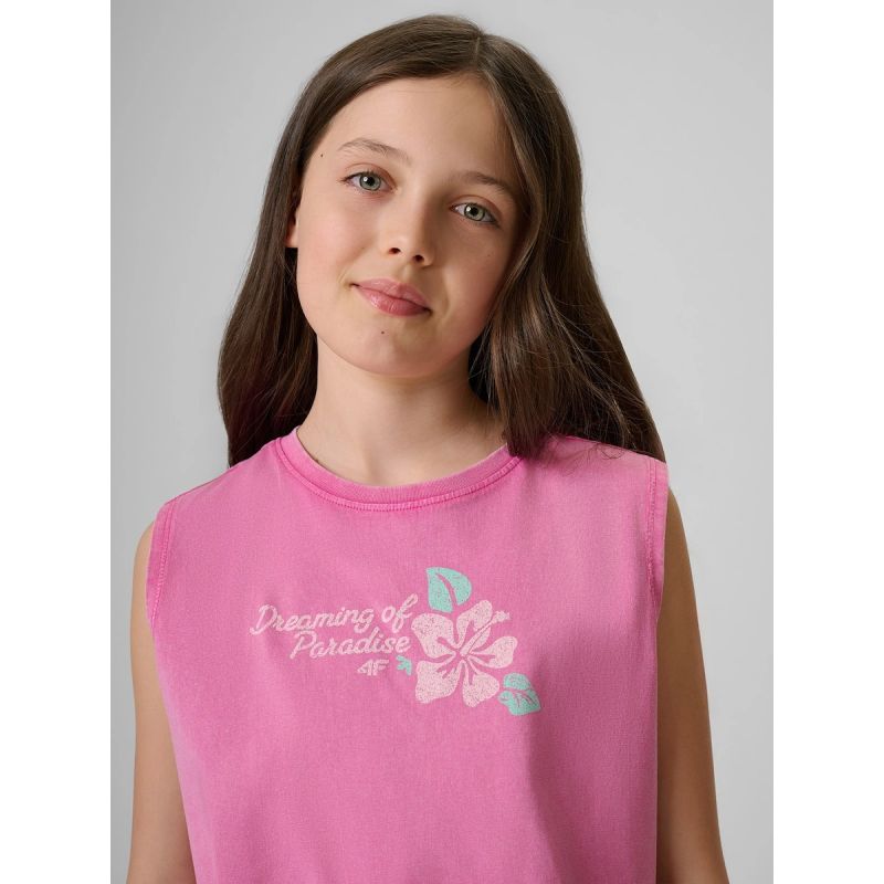 4F Girls' sleeveless T-shirt with print póló