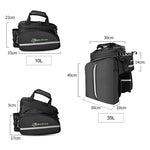 Rockbros A6-03BK bicycle for trunk 35 l with fold-out pockets - black fekete táska