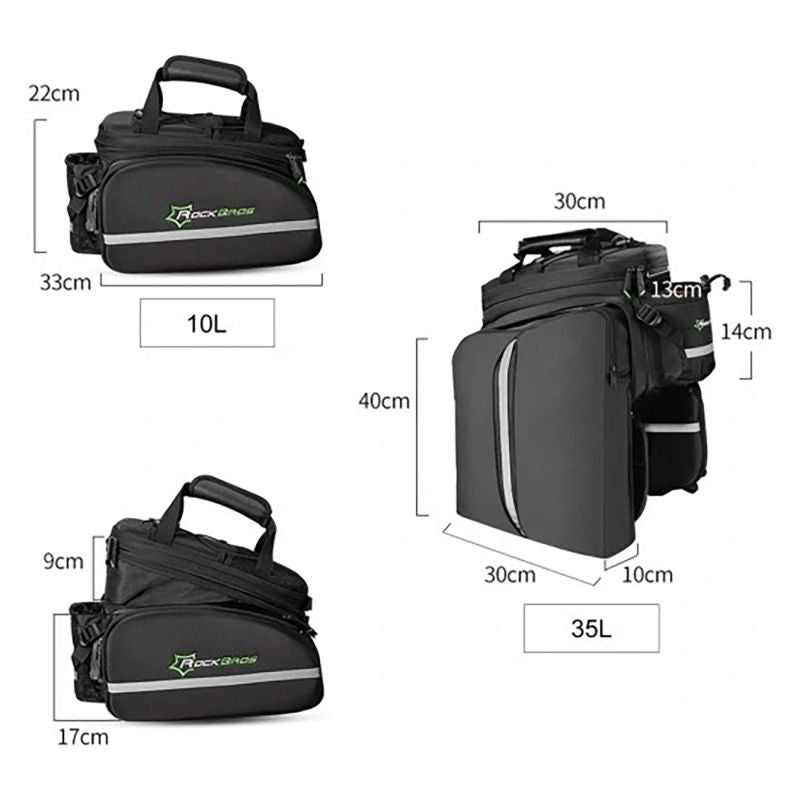 Rockbros A6-03BK bicycle for trunk 35 l with fold-out pockets - black fekete táska