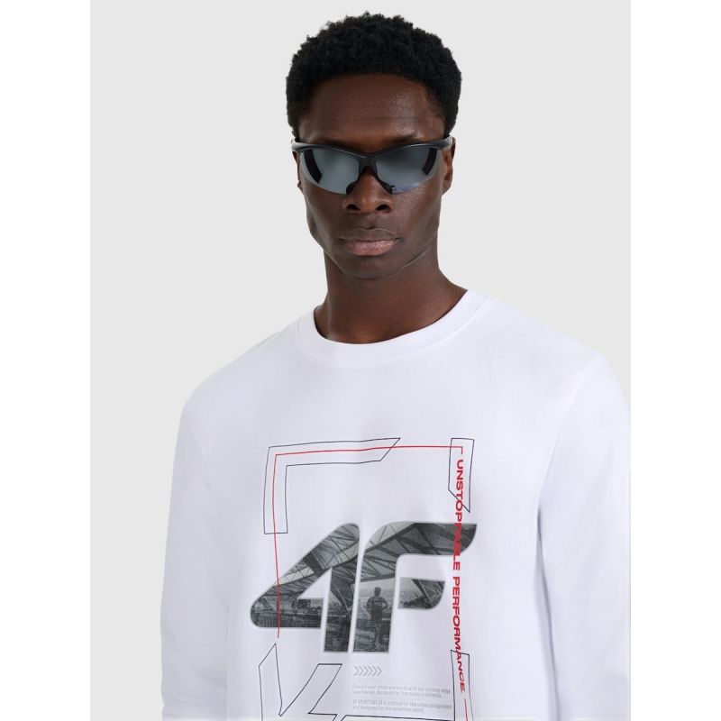 Men's longsleeve regular with print 4F 4FRAW25TLONM606-10S hosszú ujjú póló