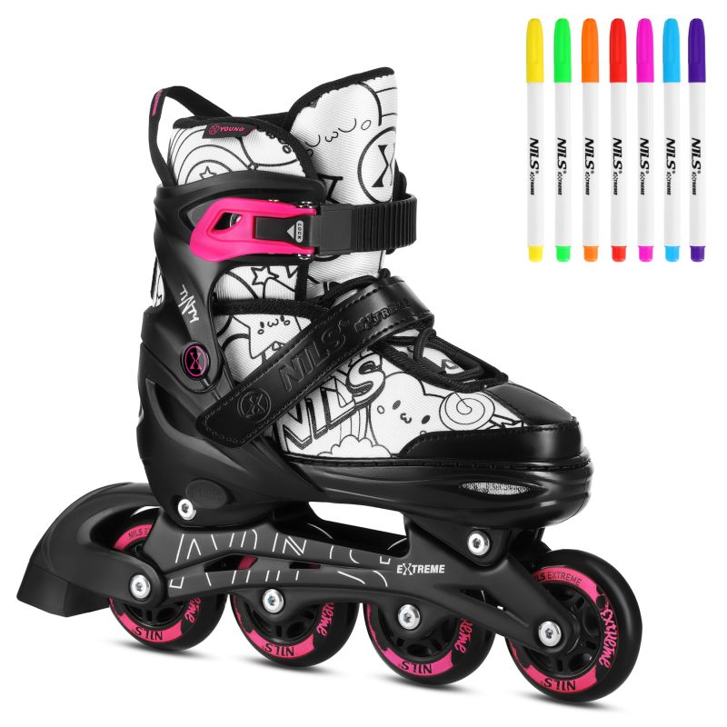 NH10907 4in1 ROLLER SKATES WITH EXTENDED HOCKEY BLADES TINTS PINK SIZE S(31-34) NILS EXTREME rózsaszín utcai cipő