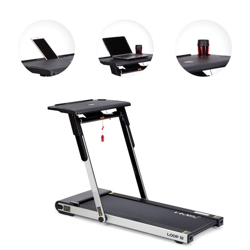 HMS MULTI Electric Treadmill with Desk 1-12 km/h, Gray szürke edzőfelszerelés 17-19-126