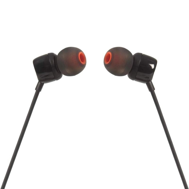 head JBL Tune 110 in-ear headphones with 3.5mm mini jack and remote control - black czarny headsets