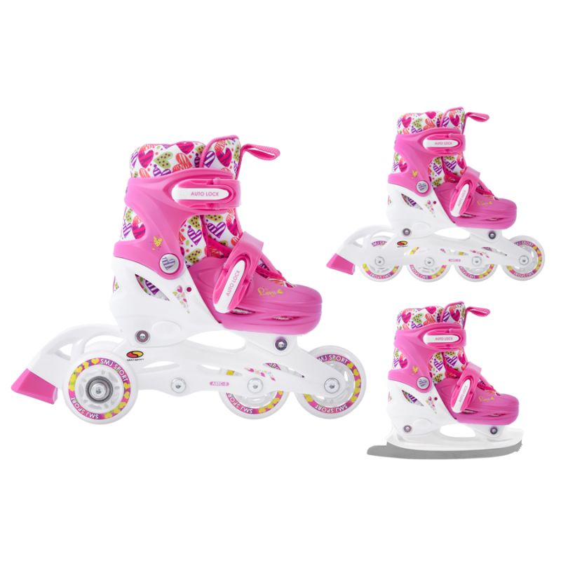 Smj Roller skates-rollers-skates adjustable sport Combo Hearts 3in1 Led Jr HS-TNK-000011510 Szabadidő kiegészítő