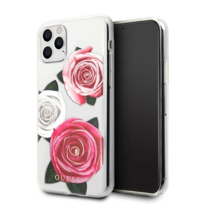 Guess GUHCN58ROSTRT iPhone 11 Pro transparent hardcase Flower Desire Pink & Rose fehér cases