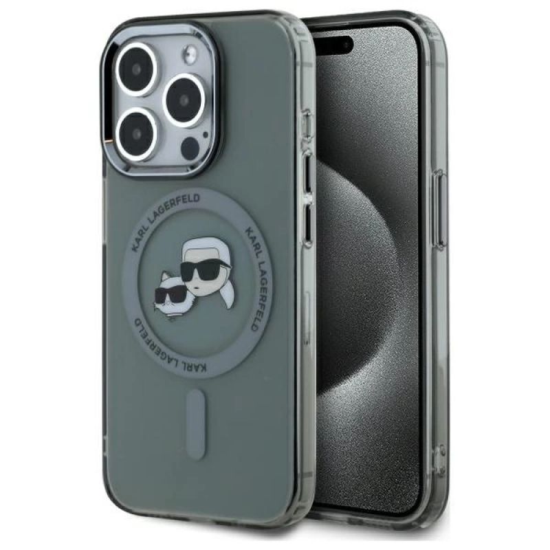Karl Lagerfeld KLHMP15XHLSKCK iPhone 15 Pro Max 6.7" /black hardcase IML Metal Karl&Choupette Head MagSafe fekete cases
