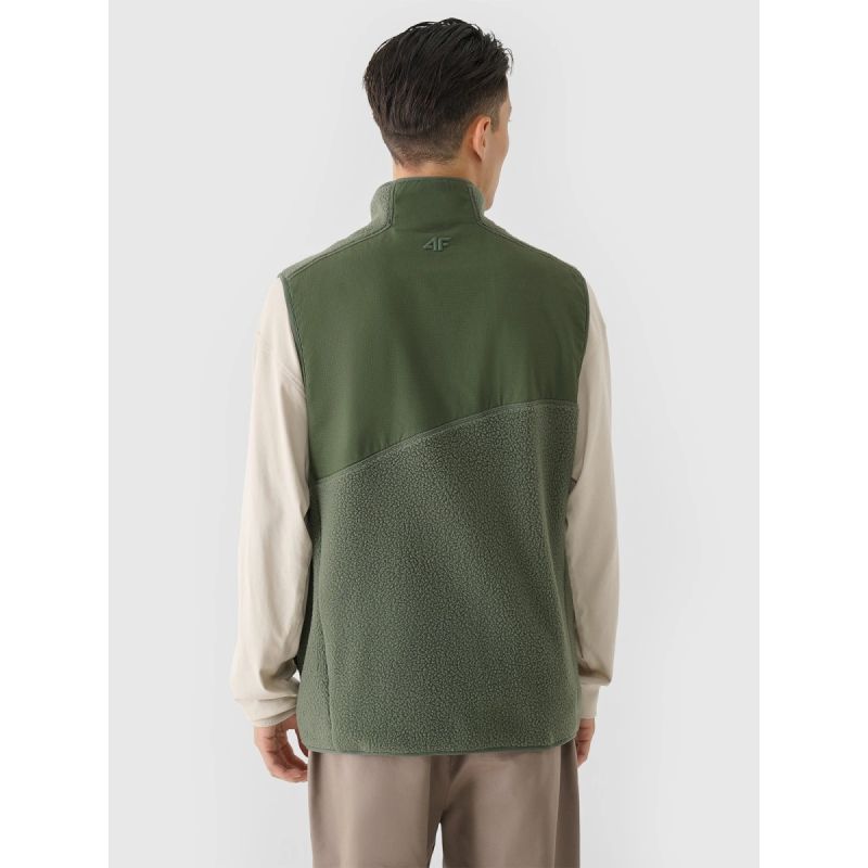 Men's sherpa vest with stand-up collar 4F 4FRAW24TVESM172-43S mellény