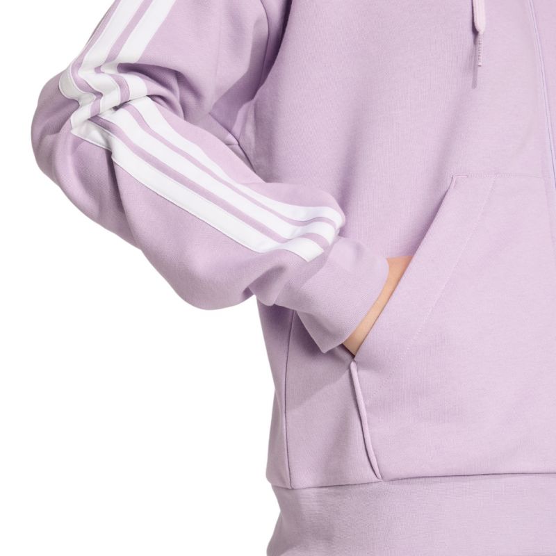 adidas Women's Essentials 3-Stripes Full-Zip Fleece Hoodie Purple JY3080 Ruházat