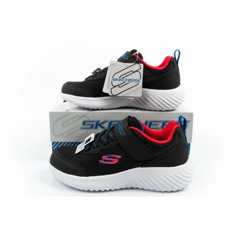 Skechers Bounder children's sports with Velcro, lightweight, fashionable black fekete utcai cipő