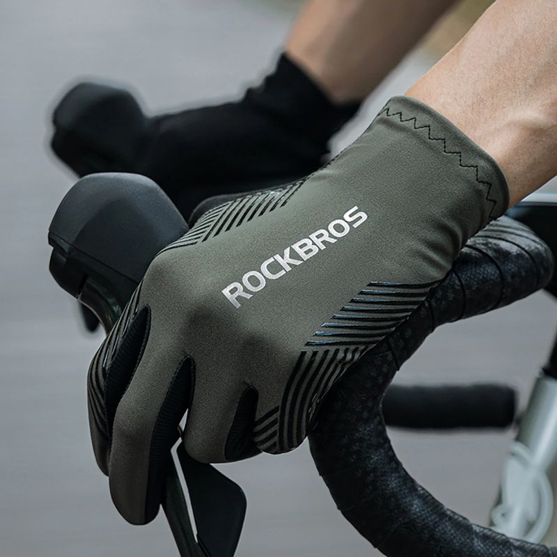 Rockbros cycling gloves spring/summer/autumn, full, size: S - green zielony \ s kesztyű