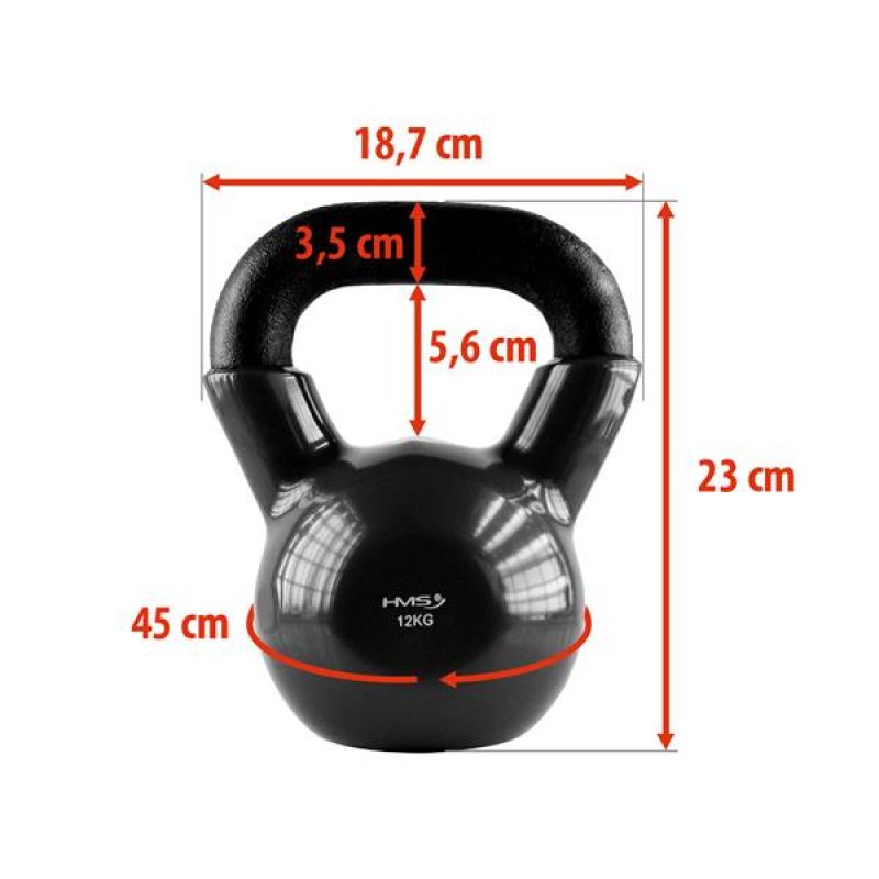 HMS KNV12 BLACK vinyl-coated cast iron kettlebell fekete kiegészítő 17-64-063