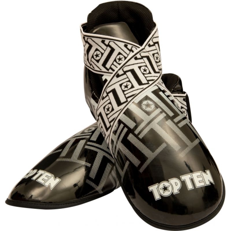 TOP TEN OSTT-PU "SUPERLIGHT PRISM" Foot Protectors (WAKO APPROVED) czerwony+m protectors and knee pads