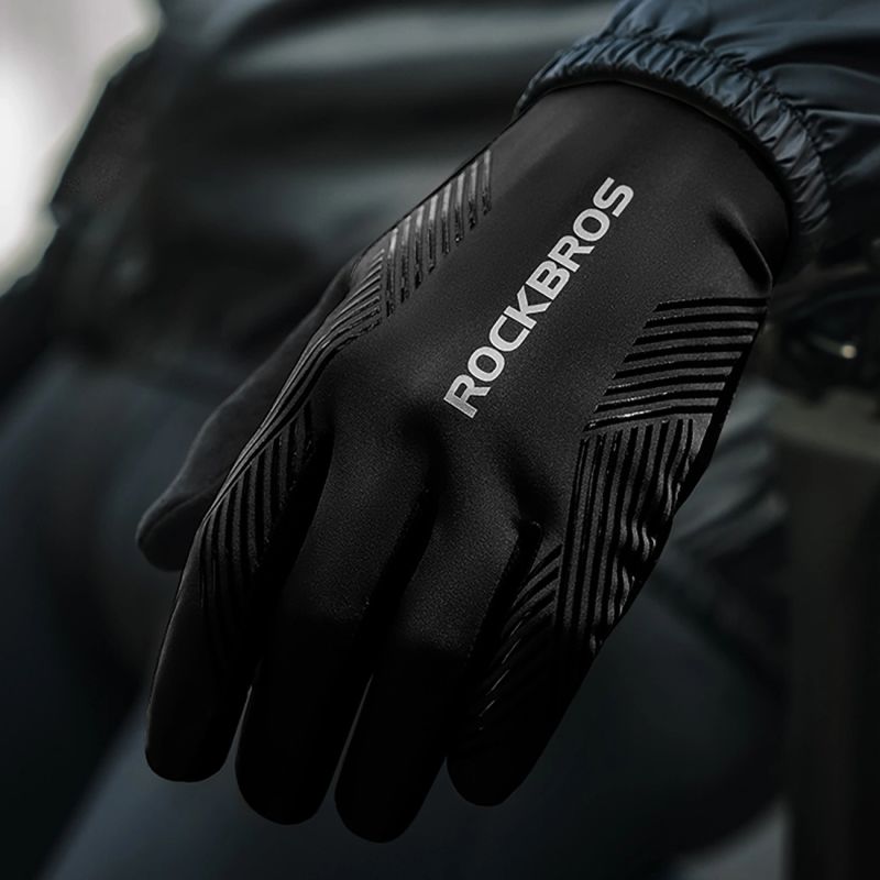 Rockbros cycling gloves spring/summer/autumn, full, size: L - black czarny \ l kesztyű