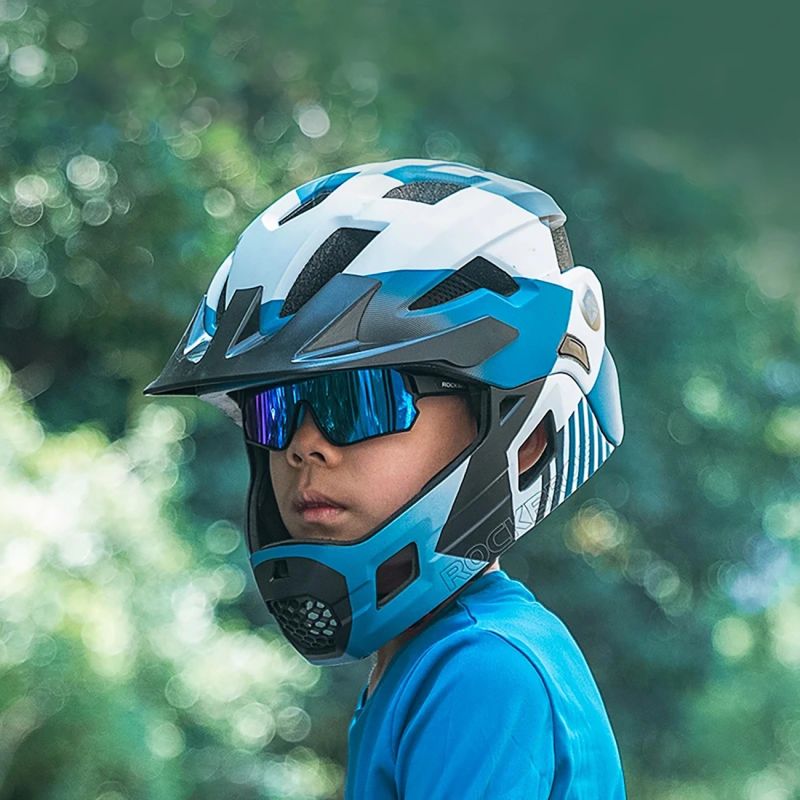 Rockbros 14110009001 Polarized Cycling Glasses for Kids 8-14 Years Old - Black and Blue czarny || niebieski glasses, training equipment