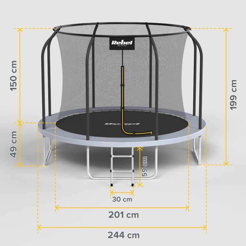 Rebel Active Trampoline Pro 8ft/244cm, Net, Ladder edzőfelszerelés RBA-8001