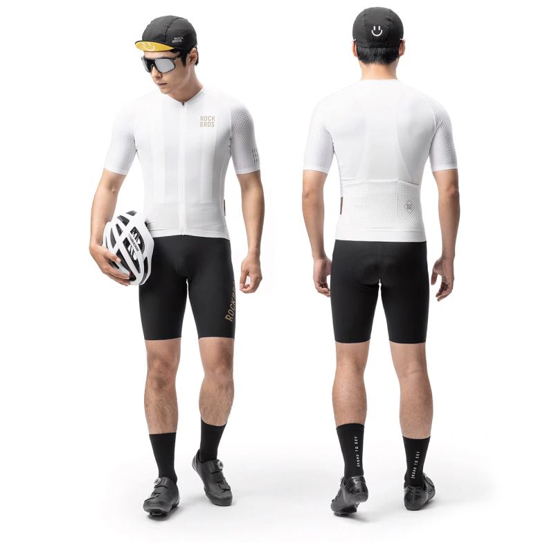 Rockbros Diamond Short Sleeve Cycling Jersey Size XXS - White biały \ xxs póló