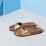 Birkenstock Madrid Birko-Flor Gold regular women's flip-flops wide gold (1016106) Cipő