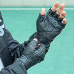 Rockbros 16220006002 leather motorcycle gloves - black fekete kesztyű